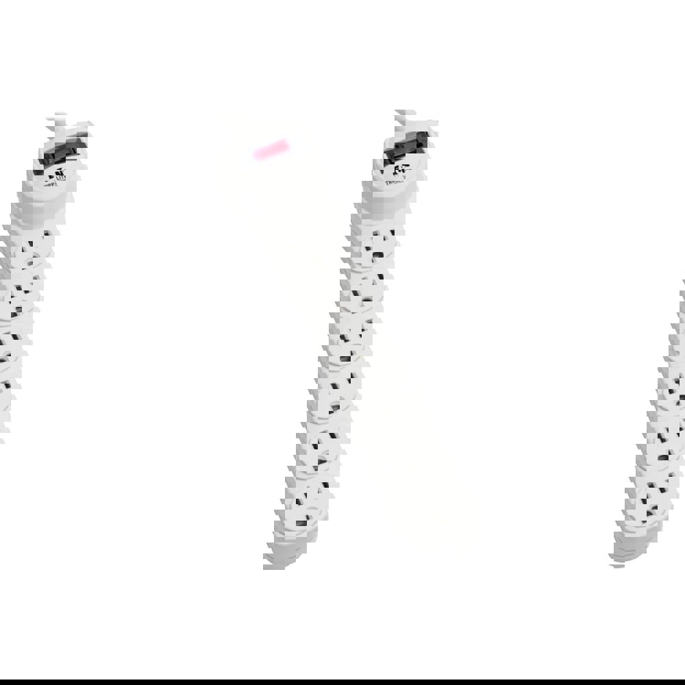 Protect It! Home Computer Surge Protector, 6 AC Outlets, 2 ft Cord, 180 J, Light Gray